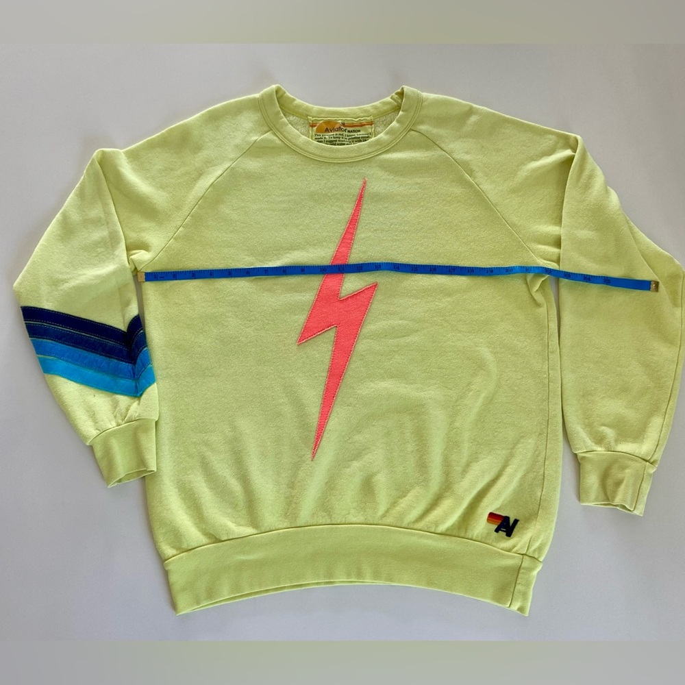 Aviator Nation Lime Green Sweatshirt & Hoodie Set with Pink Lightning Bolt - Picture 9 of 16